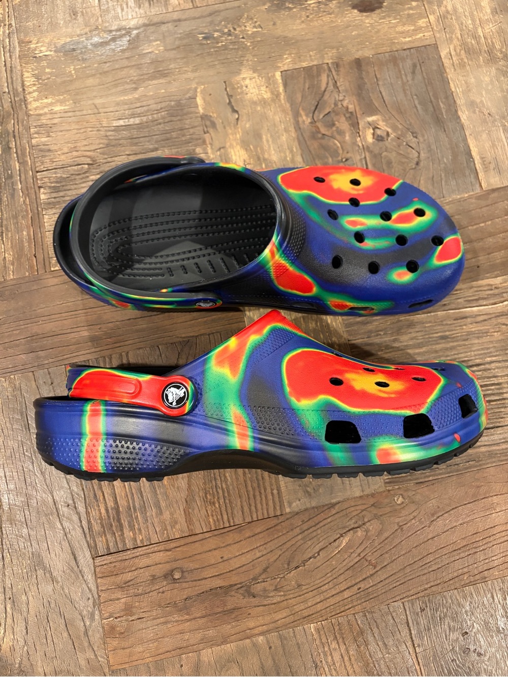 Crocs Classic Solarized Clog Black Navy Heat Map Men's Size 13 Sandal